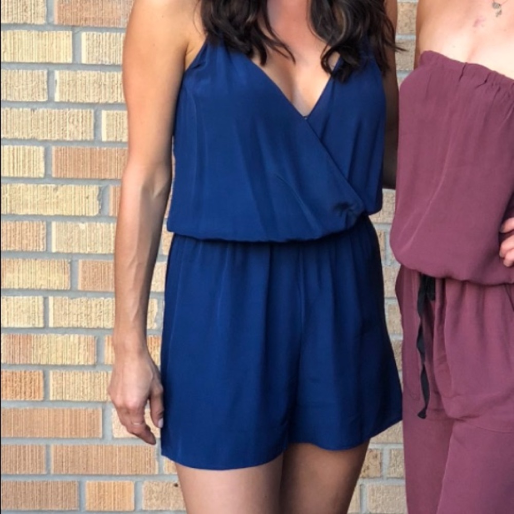 silk blue romper